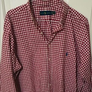 Ralph Lauren Red and White Gingham Button-Down Shirt